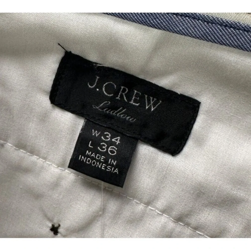 J Crew Pants Mens 34X36 Ludlow Tan Khakis Chino 3XDry Slim Fit Flat Front NEW A8